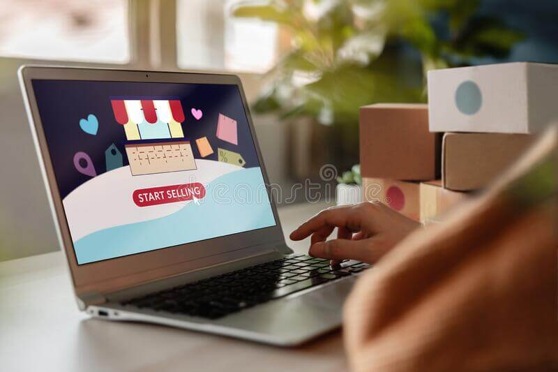 online marketplace viewed on laptop